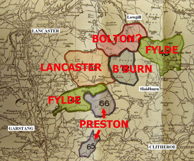 Forest of Bowland map showing areas resereved for water supply in 1915