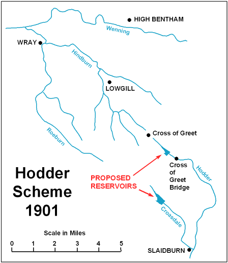Bolton water: map of Hodder scheme 1901