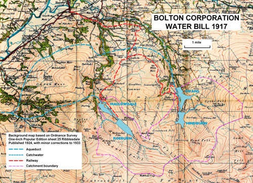 OS map with Bolton Water 1917 plans superimposed