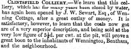 Newspaper cutting: Lancaster Gazette