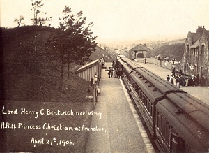 Old postcard image of Arkholme station
